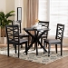 Baxton Studio Mila Modern Grey Fabric and Dark Brown Finished Wood 5-Piece Dining Set - BSOMila-Grey/Dark Brown-5PC Dining Set