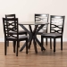 Baxton Studio Mila Modern Grey Fabric and Dark Brown Finished Wood 5-Piece Dining Set - BSOMila-Grey/Dark Brown-5PC Dining Set