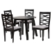Baxton Studio Darina Modern Grey Fabric and Dark Brown Finished Wood 5-Piece Dining Set