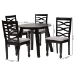 Baxton Studio Darina Modern Grey Fabric and Dark Brown Finished Wood 5-Piece Dining Set - BSOEsme-Grey/Dark Brown-5PC Dining Set