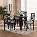 Baxton Studio Darina Modern Grey Fabric and Dark Brown Finished Wood 5-Piece Dining Set - BSOEsme-Grey/Dark Brown-5PC Dining Set