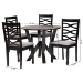 Baxton Studio Ariane Modern Grey Fabric and Dark Brown Finished Wood 5-Piece Dining Set - BSOBetty-Grey/Dark Brown-5PC Dining Set