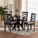 Baxton Studio Ariane Modern Grey Fabric and Dark Brown Finished Wood 5-Piece Dining Set - BSOBetty-Grey/Dark Brown-5PC Dining Set