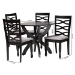 Baxton Studio Aspen Modern Grey Fabric and Dark Brown Finished Wood 5-Piece Dining Set - BSOLia-Grey/Dark Brown-5PC Dining Set