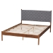 Baxton Studio Estela Mid-Century Modern Grey Woven Fabric and Walnut Brown Wood Queen Size Platform Bed - BSOMG0220-1-Grey Weaved/Walnut-Queen