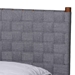 Baxton Studio Estela Mid-Century Modern Grey Woven Fabric and Walnut Brown Wood Queen Size Platform Bed - BSOMG0220-1-Grey Weaved/Walnut-Queen
