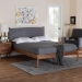 Baxton Studio Estela Mid-Century Modern Grey Woven Fabric and Walnut Brown Wood Queen Size Platform Bed - BSOMG0220-1-Grey Weaved/Walnut-Queen