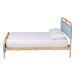 Baxton Studio Mateo Modern and Contemporary Baby Blue Fabric and Natural Wood Queen Size Platform Bed - BSOMG0110-Blue/Natural-Queen