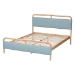 Baxton Studio Mateo Modern and Contemporary Baby Blue Fabric and Natural Wood Queen Size Platform Bed - BSOMG0110-Blue/Natural-Queen