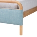 Baxton Studio Mateo Modern and Contemporary Baby Blue Fabric and Natural Wood Queen Size Platform Bed - BSOMG0110-Blue/Natural-Queen