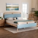 Baxton Studio Mateo Modern and Contemporary Baby Blue Fabric and Natural Wood Queen Size Platform Bed - BSOMG0110-Blue/Natural-Queen