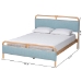 Baxton Studio Mateo Modern and Contemporary Baby Blue Fabric and Natural Wood Queen Size Platform Bed - BSOMG0110-Blue/Natural-Queen