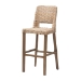 bali & pari Magy Modern Bohemian Grey Kubu Rattan and Mahogany Wood Bar Stool