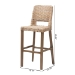 bali & pari Magy Modern Bohemian Grey Kubu Rattan and Mahogany Wood Bar Stool - BSOMagy-Grey Natural-BS