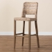 bali & pari Magy Modern Bohemian Grey Kubu Rattan and Mahogany Wood Bar Stool - BSOMagy-Grey Natural-BS