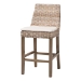 bali & pari Toby Modern Bohemian Grey Kubu Rattan and Rustic Taupe Finished Mahogany Wood Counter Stool