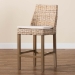 bali & pari Toby Modern Bohemian Grey Kubu Rattan and Rustic Taupe Finished Mahogany Wood Counter Stool - BSOToby-Grey Natural-CS