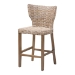 bali & pari Enver Modern Bohemian Grey Kubu Rattan and Mahogany Wood Counter Stool