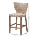 bali & pari Enver Modern Bohemian Grey Kubu Rattan and Mahogany Wood Counter Stool - BSOEnver-Grey Natural-CS