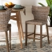 bali & pari Enver Modern Bohemian Grey Kubu Rattan and Mahogany Wood Counter Stool - BSOEnver-Grey Natural-CS