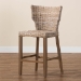 bali & pari Enver Modern Bohemian Grey Kubu Rattan and Mahogany Wood Counter Stool - BSOEnver-Grey Natural-CS