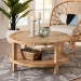 bali & pari Kalimantan Bohemian Light Honey Rattan and Mahogany Wood Coffee Table - BSOKALIMANTAN-Light Honey Round-Rattan-Coffee Table