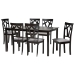 Baxton Studio Sylvia Modern Grey Fabric and Dark Brown Finished Wood 7-Piece Dining Set