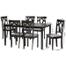 Baxton Studio Sylvia Modern Grey Fabric and Dark Brown Finished Wood 7-Piece Dining Set - BSORH146C-Grey/Dark Brown-7PC Dining Set