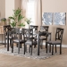 Baxton Studio Sylvia Modern Grey Fabric and Dark Brown Finished Wood 7-Piece Dining Set - BSORH146C-Grey/Dark Brown-7PC Dining Set