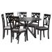 Baxton Studio Luise Modern Grey Fabric and Dark Brown Finished Wood 7-Piece Dining Set