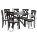 Baxton Studio Luise Modern Grey Fabric and Dark Brown Finished Wood 7-Piece Dining Set - BSOLuise-Grey/Dark Brown-7PC Dining Set