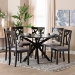 Baxton Studio Luise Modern Grey Fabric and Dark Brown Finished Wood 7-Piece Dining Set - BSOLuise-Grey/Dark Brown-7PC Dining Set