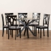 Baxton Studio Luise Modern Grey Fabric and Dark Brown Finished Wood 7-Piece Dining Set - BSOLuise-Grey/Dark Brown-7PC Dining Set