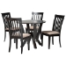 Baxton Studio Marian Modern Sand Fabric and Dark Brown Finished Wood 5-Piece Dining Set