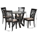 Baxton Studio Marian Modern Sand Fabric and Dark Brown Finished Wood 5-Piece Dining Set - BSOGwen-Sand/Dark Brown-5PC Dining Set