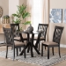 Baxton Studio Marian Modern Sand Fabric and Dark Brown Finished Wood 5-Piece Dining Set - BSOGwen-Sand/Dark Brown-5PC Dining Set