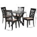 Baxton Studio Bailey Modern Sand Fabric and Dark Brown Finished Wood 5-Piece Dining Set - BSOMaura-Sand/Dark Brown-5PC Dining Set