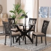 Baxton Studio Bailey Modern Sand Fabric and Dark Brown Finished Wood 5-Piece Dining Set - BSOMaura-Sand/Dark Brown-5PC Dining Set