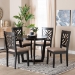 Baxton Studio Alena Modern Sand Fabric and Dark Brown Finished Wood 5-Piece Dining Set - BSOJodie-Sand/Dark Brown-5PC Dining Set