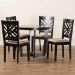 Baxton Studio Alena Modern Sand Fabric and Dark Brown Finished Wood 5-Piece Dining Set - BSOJodie-Sand/Dark Brown-5PC Dining Set