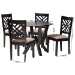 Baxton Studio Elise Modern Sand Fabric and Dark Brown Finished Wood 5-Piece Dining Set - BSOLydie-Sand/Dark Brown-5PC Dining Set