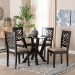 Baxton Studio Elise Modern Sand Fabric and Dark Brown Finished Wood 5-Piece Dining Set - BSOLydie-Sand/Dark Brown-5PC Dining Set