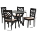 Baxton Studio Edona Modern Sand Fabric and Walnut Brown Finished Wood 5-Piece Dining Set - BSOFelisa-Sand/Dark Brown-5PC Dining Set