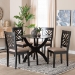 Baxton Studio Edona Modern Sand Fabric and Walnut Brown Finished Wood 5-Piece Dining Set - BSOFelisa-Sand/Dark Brown-5PC Dining Set