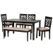 Baxton Studio Gustavo Modern Sand Fabric and Walnut Brown Finished Wood 6-Piece Dining Set