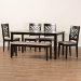 Baxton Studio Gustavo Modern Sand Fabric and Walnut Brown Finished Wood 6-Piece Dining Set - BSORH317C-Sand/Dark Brown-6PC Dining Set