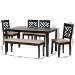 Baxton Studio Gustavo Modern Sand Fabric and Walnut Brown Finished Wood 6-Piece Dining Set - BSORH317C-Sand/Dark Brown-6PC Dining Set