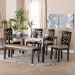 Baxton Studio Gustavo Modern Sand Fabric and Walnut Brown Finished Wood 6-Piece Dining Set - BSORH317C-Sand/Dark Brown-6PC Dining Set