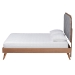 Baxton Studio Lorana Mid-Century Modern Grey Fabric and Walnut Brown Wood King Size Platform Bed - BSOMG9772/9704-King