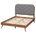 Baxton Studio Lorana Mid-Century Modern Grey Fabric and Walnut Brown Wood King Size Platform Bed - BSOMG9772/9704-King